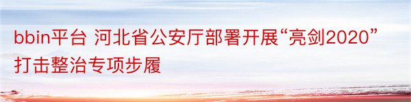bbin平台 河北省公安厅部署开展“亮剑2020”打击整治专项步履