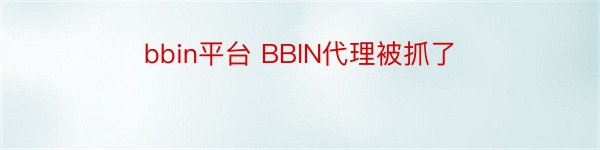 bbin平台 BBIN代理被抓了