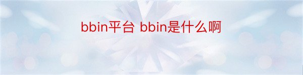 bbin平台 bbin是什么啊